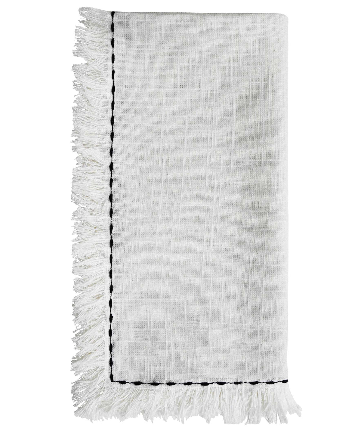 Vibhsa Cotton Table Napkins | Set of 4, Black Embroidery, 20"x20"