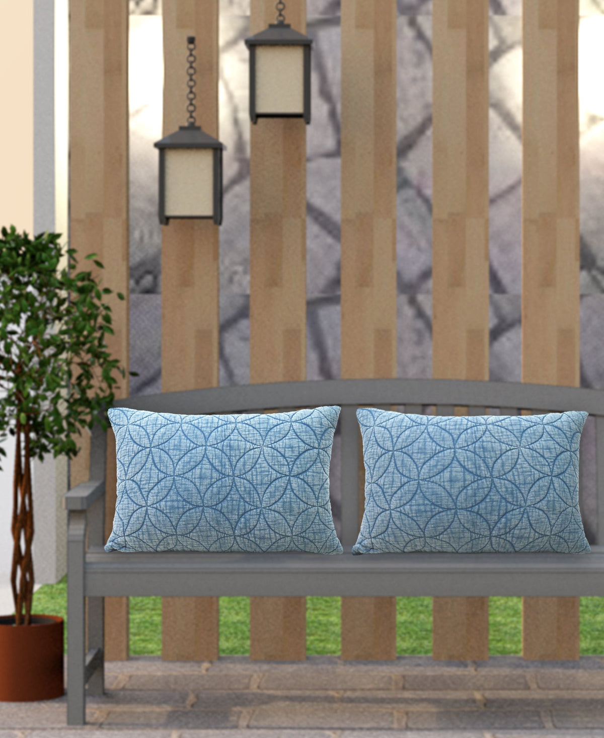 Textured Quilted Pattern Decorative Pillow, 14''X20''
