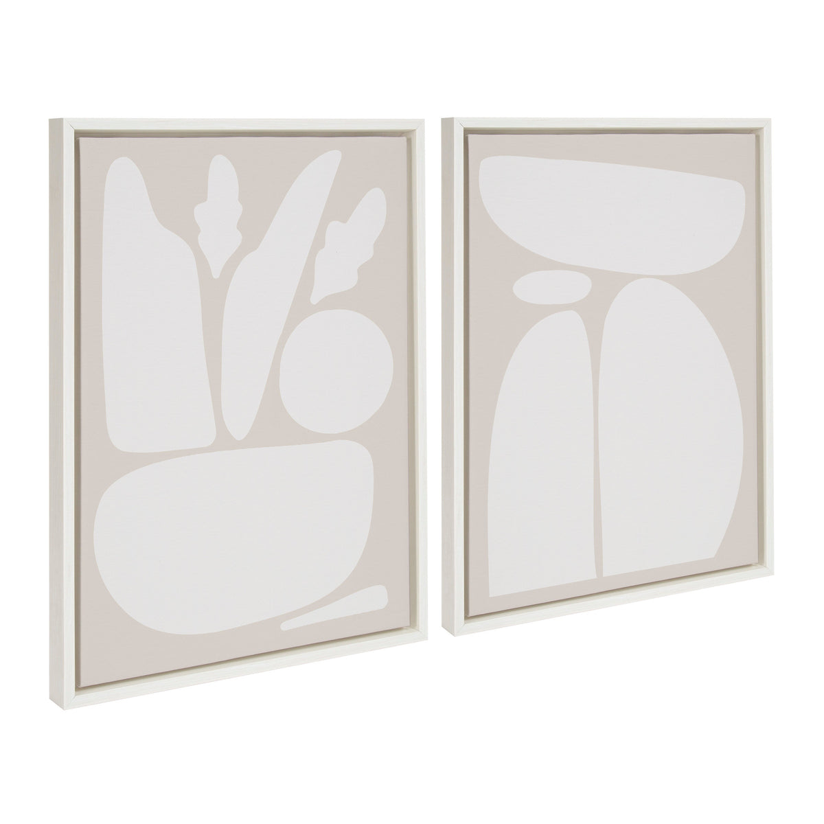 Sylvie Zen Botanical Rock Neutral Framed Canvas Set of 2 by The Creative Bunch Studio