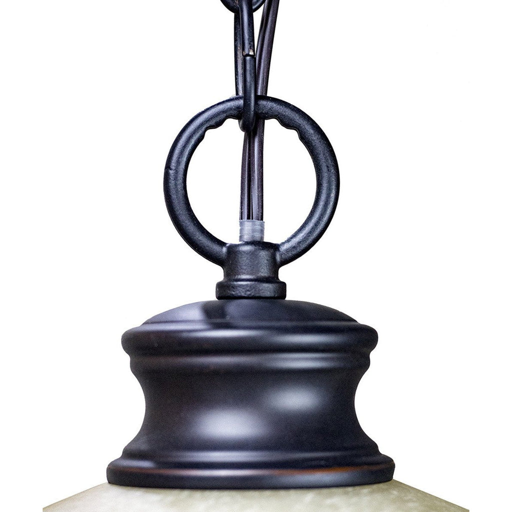 16"W Plug In Swag Amber Glass Pendant Light Bronze Finish