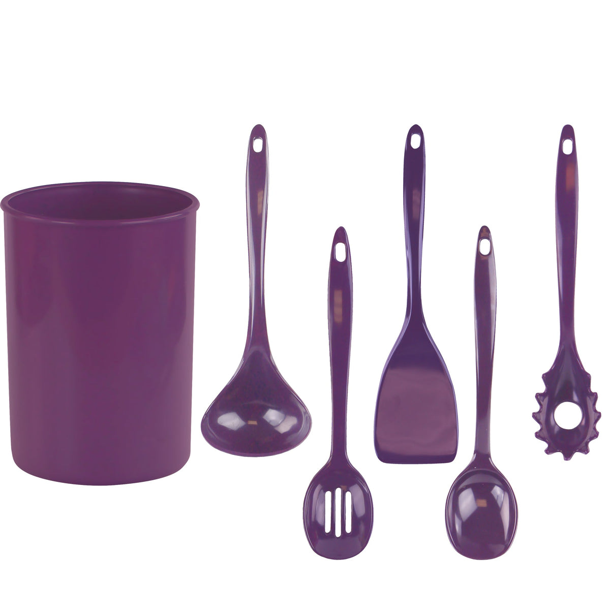 6-Piece Kitchen Utensil Set with Holder, Plum