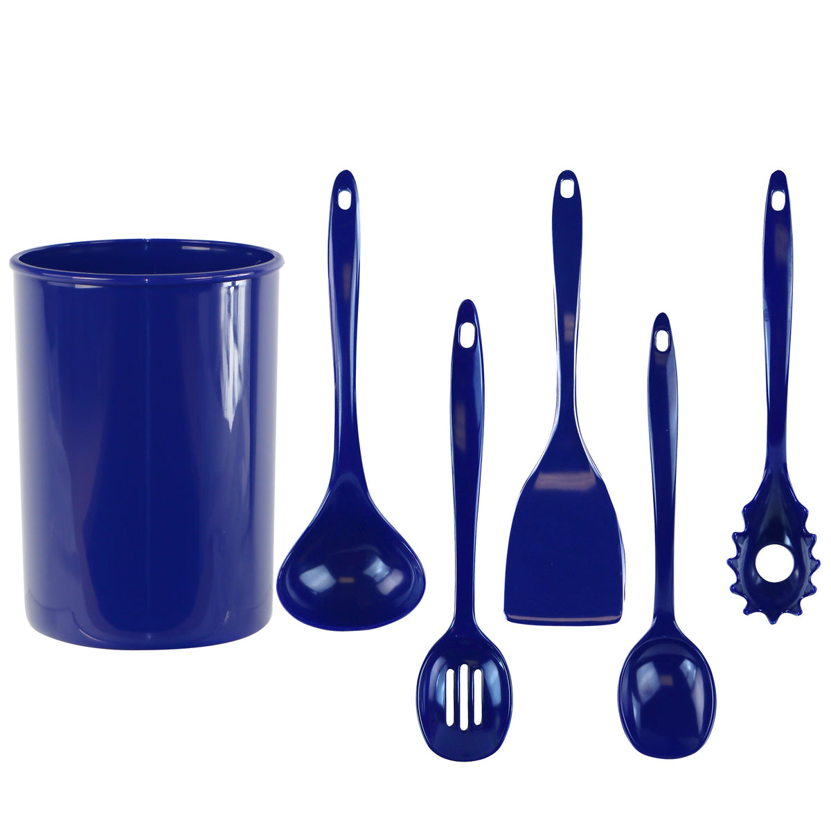 6-Piece Kitchen Utensil Set with Holder, Indigo