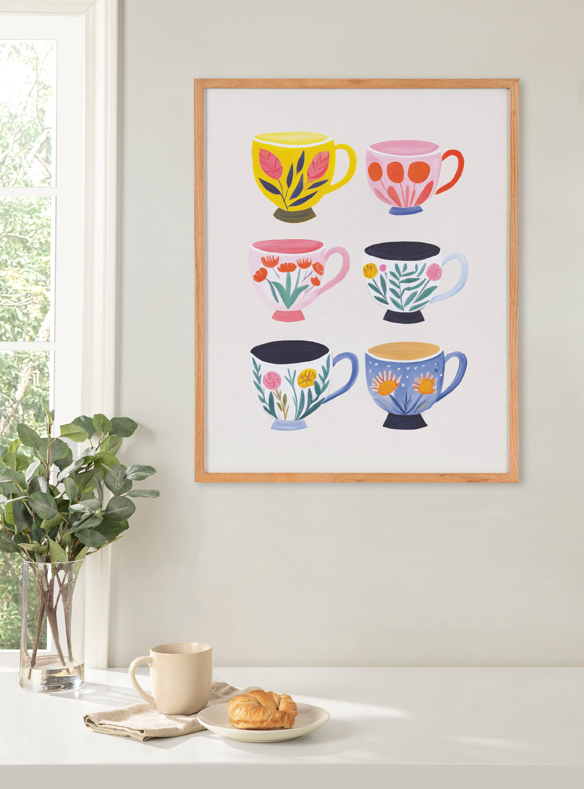 Gallery Botanical Coffee Shop Tea Cups Print by The Creative Bunch Studio