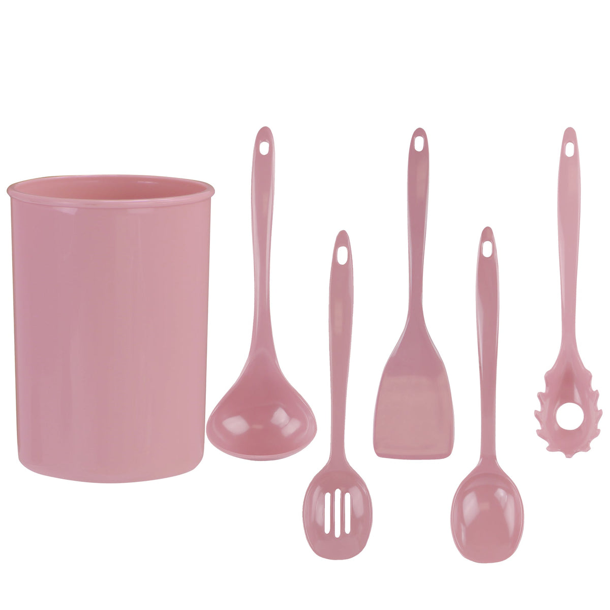 6-Piece Kitchen Utensil Set with Holder, Pink