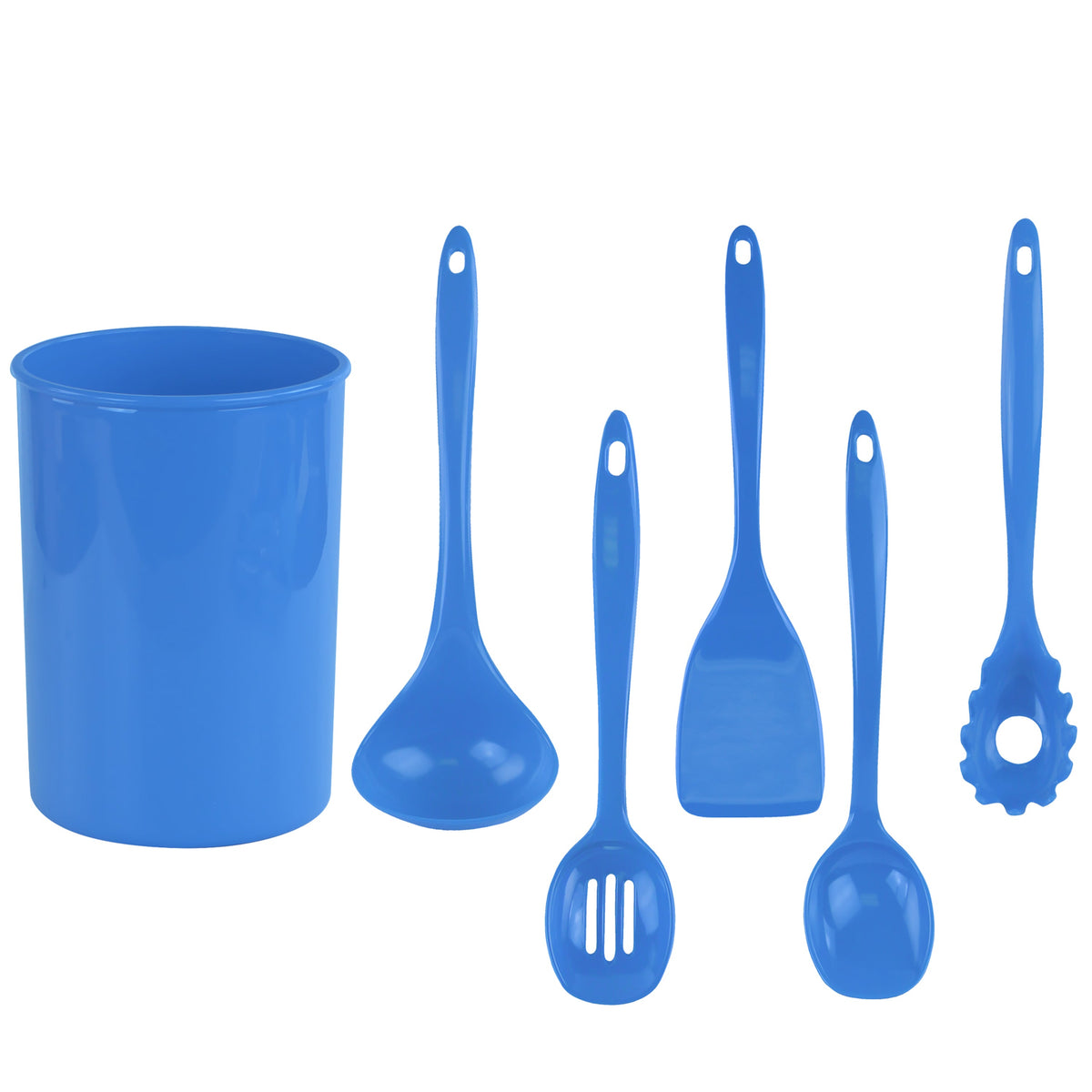 6-Piece Kitchen Utensil Set with Holder, Azure