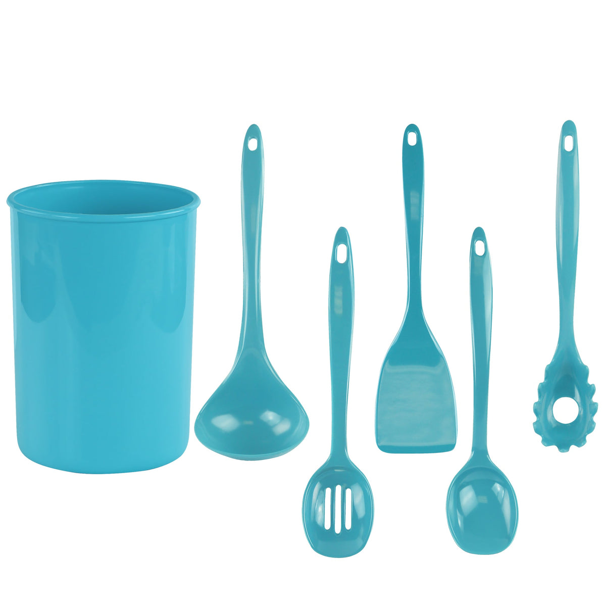6-Piece Kitchen Utensil Set with Holder, Turquoise