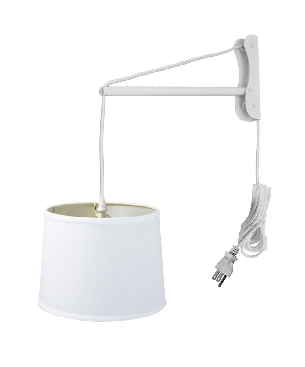 Home Concept MAST Plug-In Wall-Mount Pendant Light 1-Light White Cord/Arm White Shade - 14"W