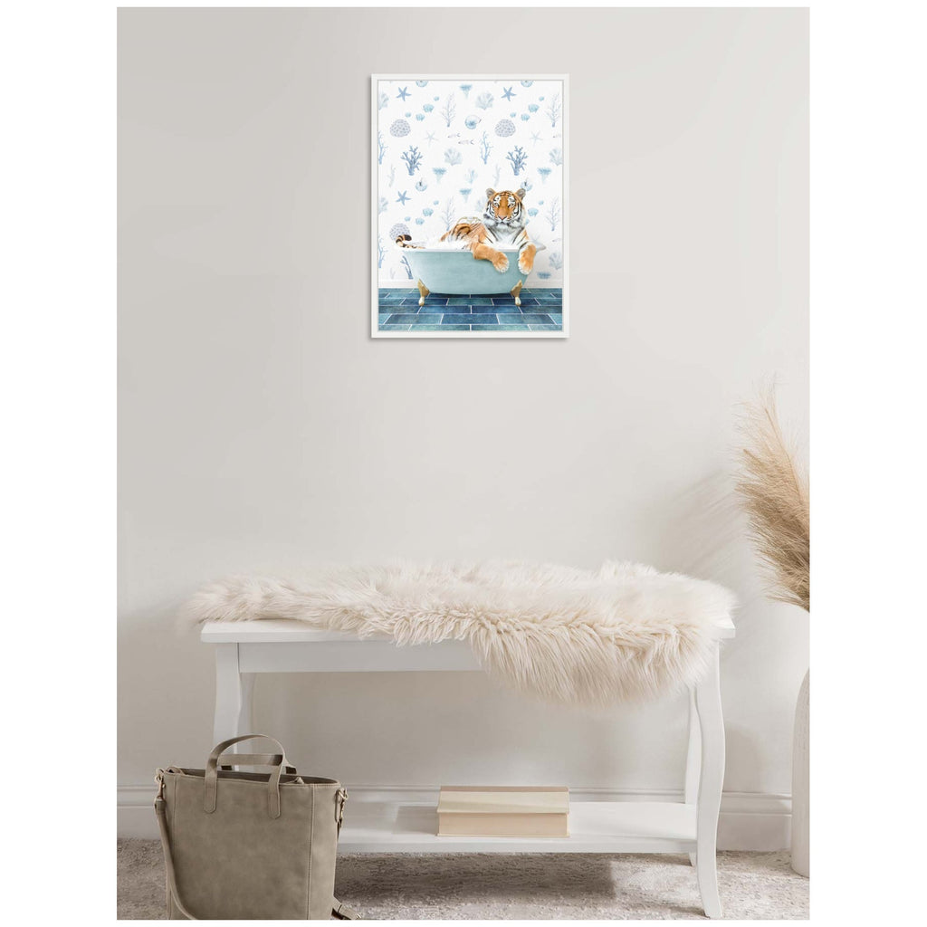 Sylvie Tiger in Under the Sea Bathtub Framed Canvas by Amy Peterson