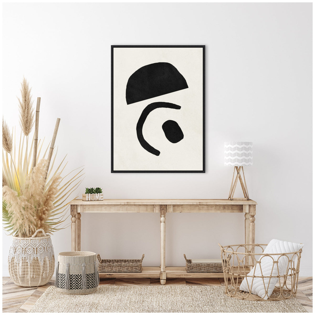 Sylvie Black Geometric Abstract 3 Framed Canvas by July Art Prints