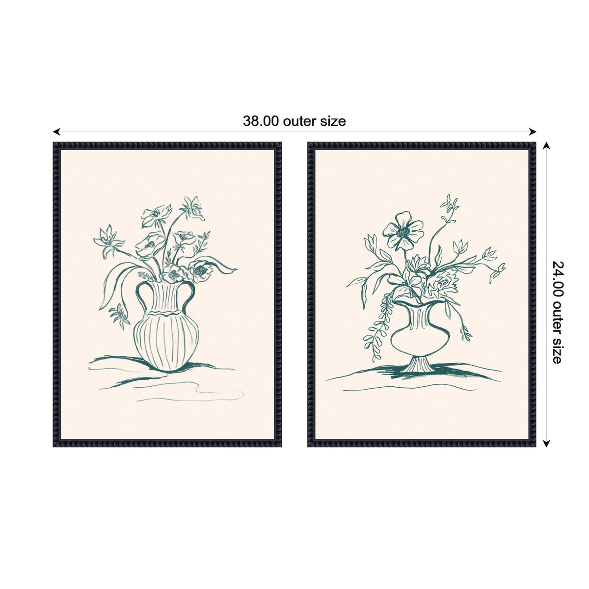 Sylvie Beaded Garden Floral and Summer Stems Framed Canvas Art Set of 2 by Kate Aurelia