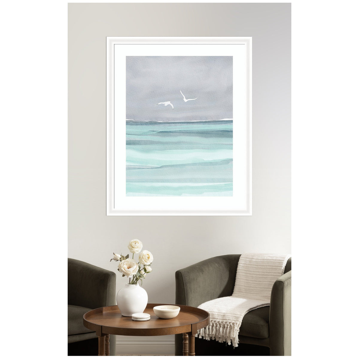 Framed Art Sea and Seagulls by Nikita Jariwala