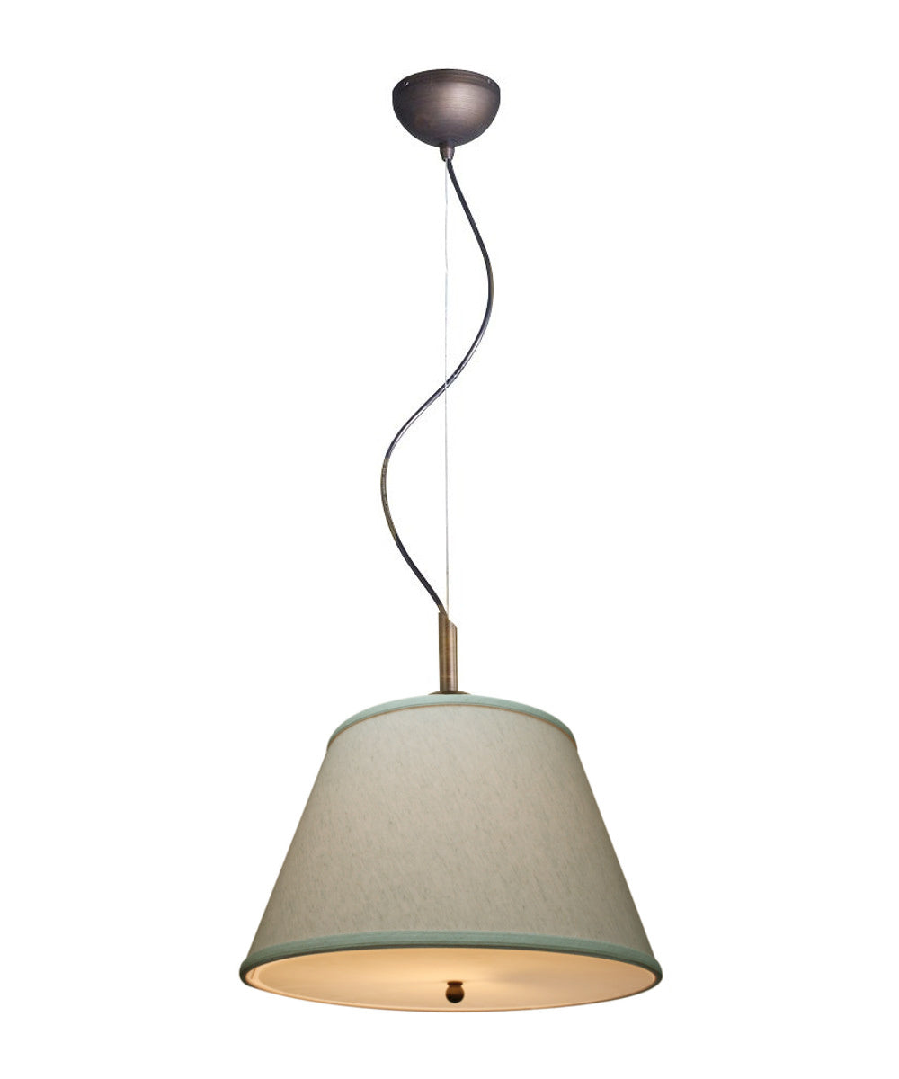 Laura Ashley Hardwired Pendant Light, Gold-Laced Cafe, Textured Oatmeal Slotted Empire Shade with Diffuser, 16"W