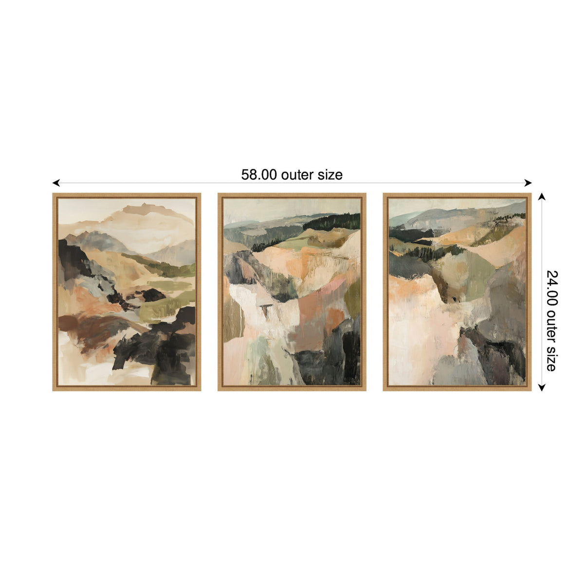 Sylvie Tonal Mountains - 3 Piece Framed Canvas Art Set by Amy Lighthall