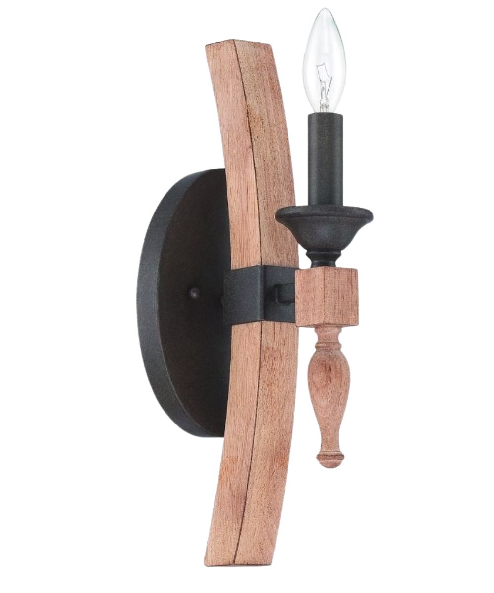 Craftmade Glenwood 1-Light Wall Sconce, Aged Bronze and Distressed Oak Finish, 5"W
