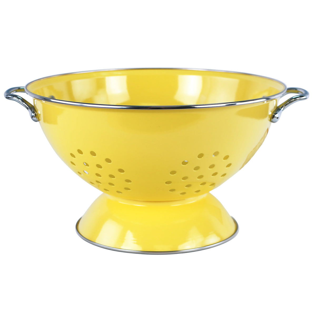 Powder-Coated Steel Colander, Lemon