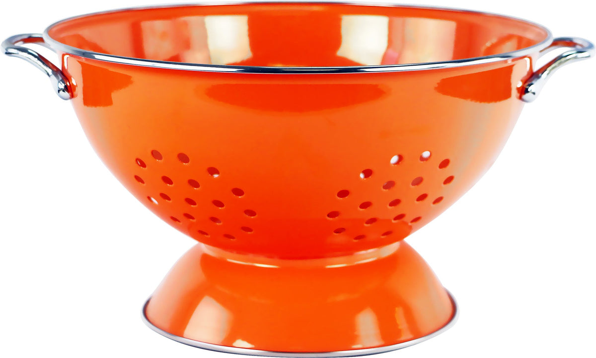 Powder-Coated Steel Colander, Orange