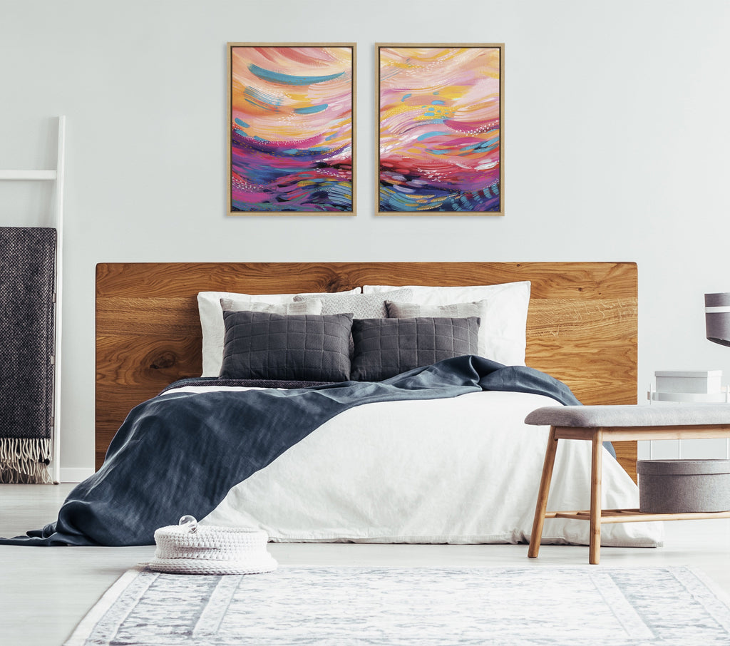 Sylvie Brush Strokes 90 Framed Canvas Set by Jessi Raulet of Ettavee