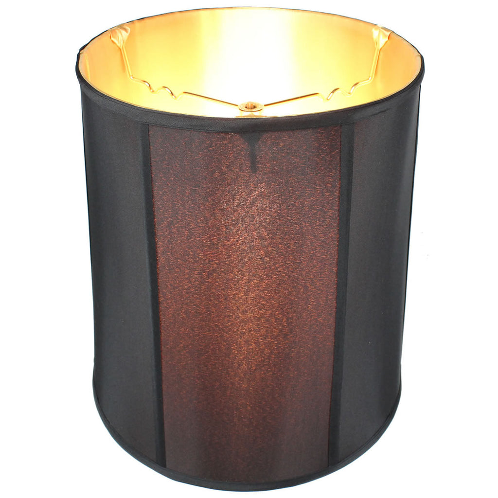 Home Concept Black Fabric Drum Lamp Shade with Gold Liner - 14"W x 15" Slant Height