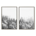 Sylvie Forest On A Foggy Day Black and White Framed Canvas Set of 2 by The Creative Bunch Studio