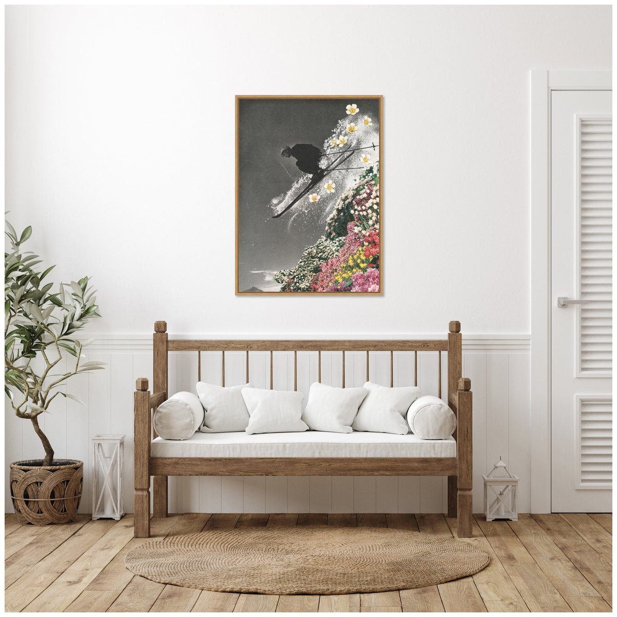 Sylvie Spring Skiing Framed Canvas by Sarah Eisenlohr