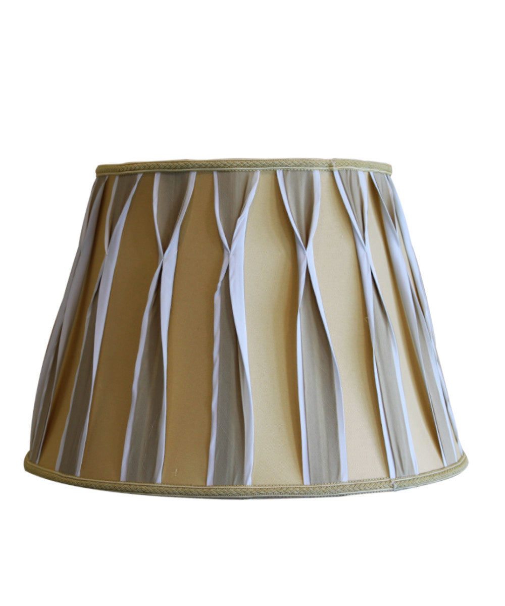 Home Concept Beige/White Pinched Pleat Shantung Lamp Shade - 16"W x 11" Slant Height