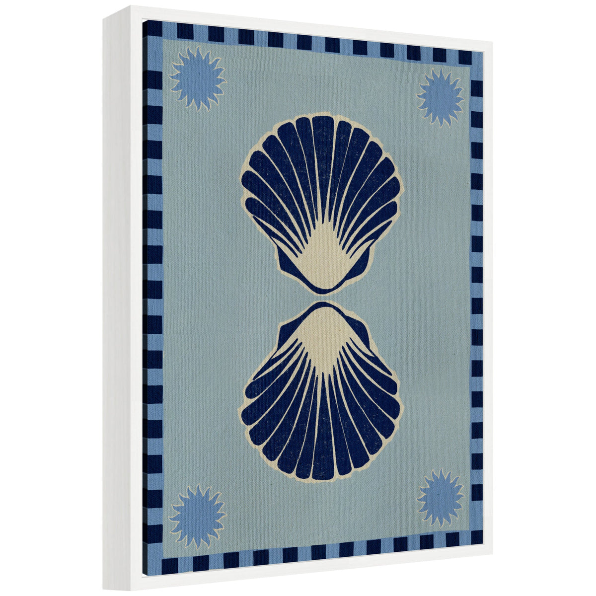 Sylvie Lush Duo 3 Seashells Framed Canvas by Shatha Al Dafai