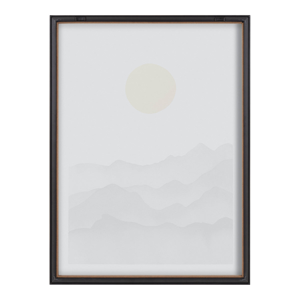 Blake Black Yellow Mountain Range Silhouette Framed Printed Glass by Cat Coquillette