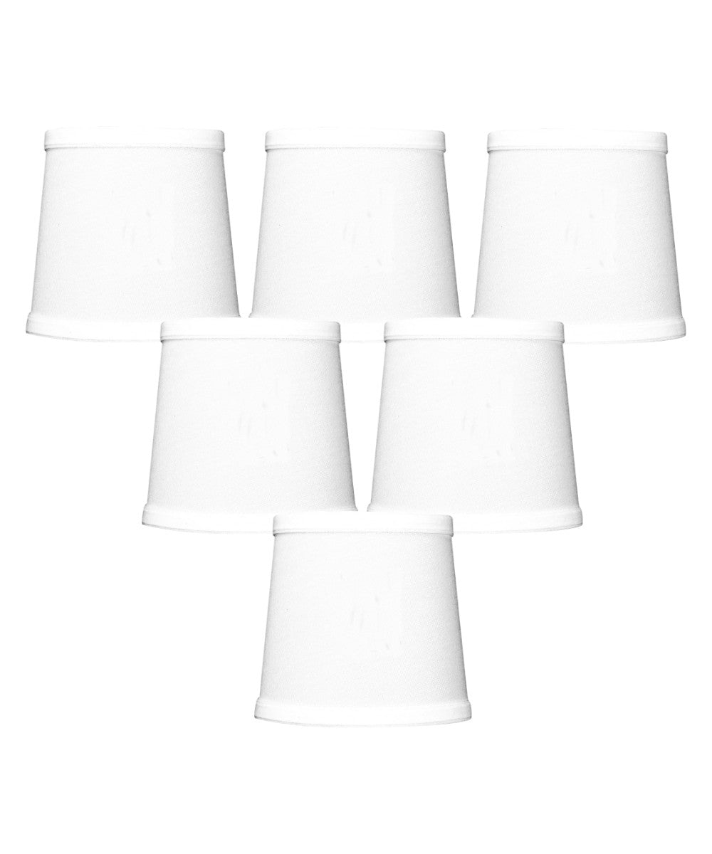Home Concept Set of 6 White Linen Drum Chandelier Clip-On Lamp Shade - 6"W x 5" Slant Height