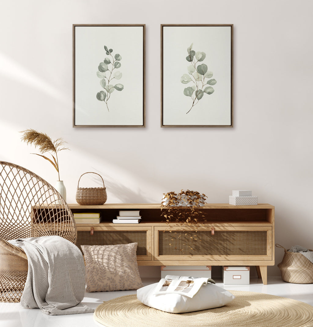 Sylvie Eucalyptus Framed Canvas Set of 2 by Maja Mitrovic of Makes My Day Happy