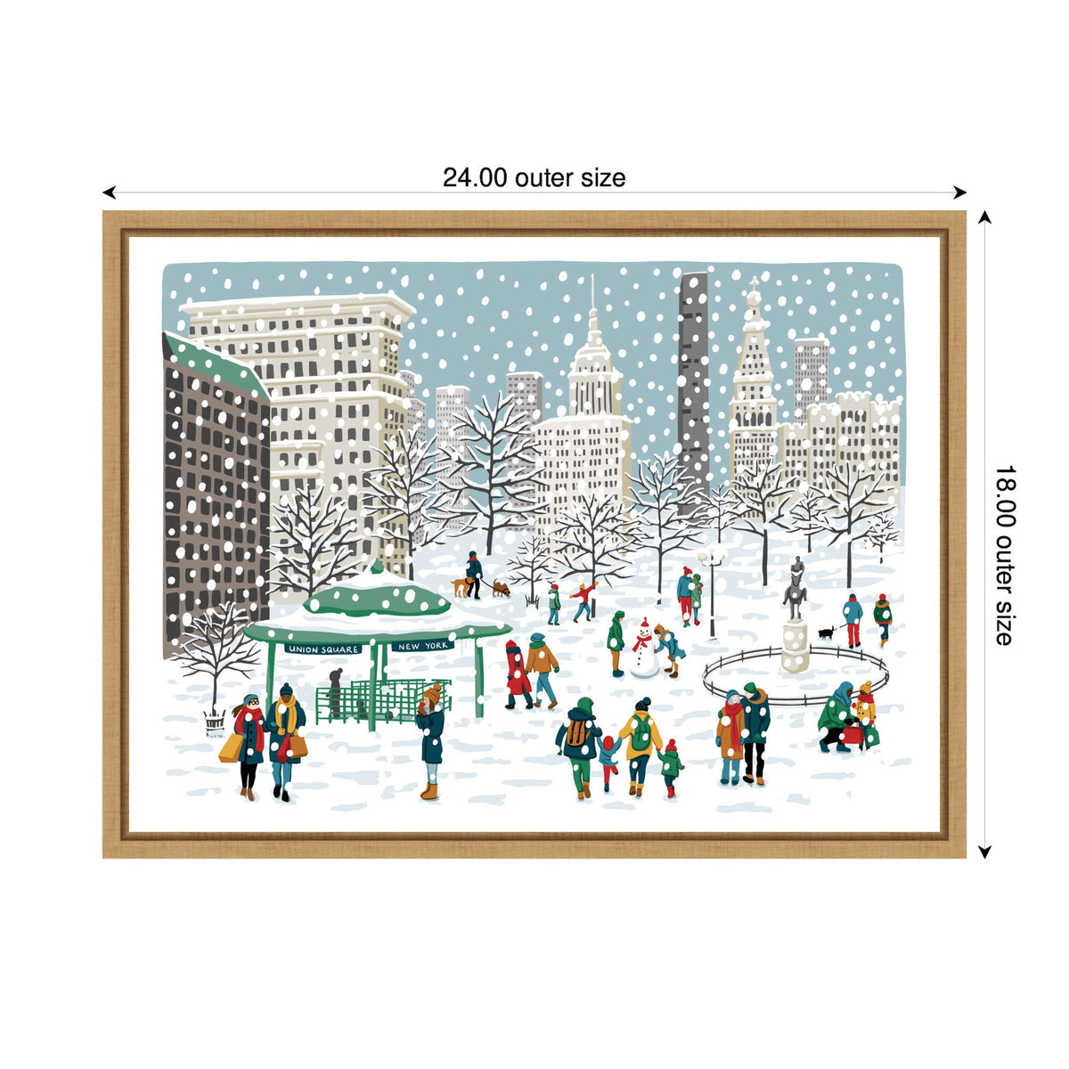 Sylvie Framed Canvas Union Square in Snow by Bex Morley Design
