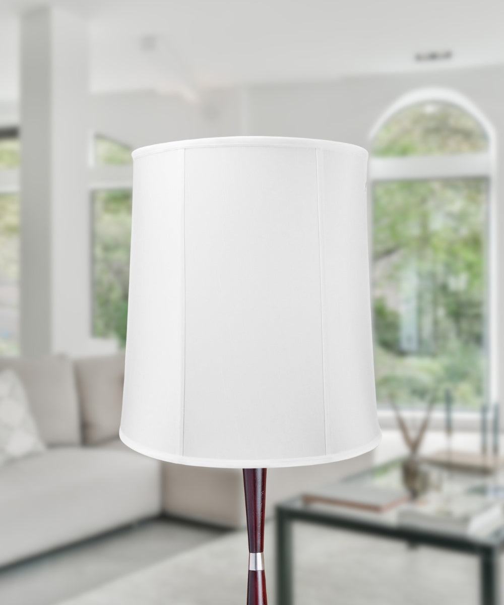Home Concept Large Drum Lamp Shade White Shantung - 14" Top x 16" Bottom x 17" Slant Height, Spider Fitter