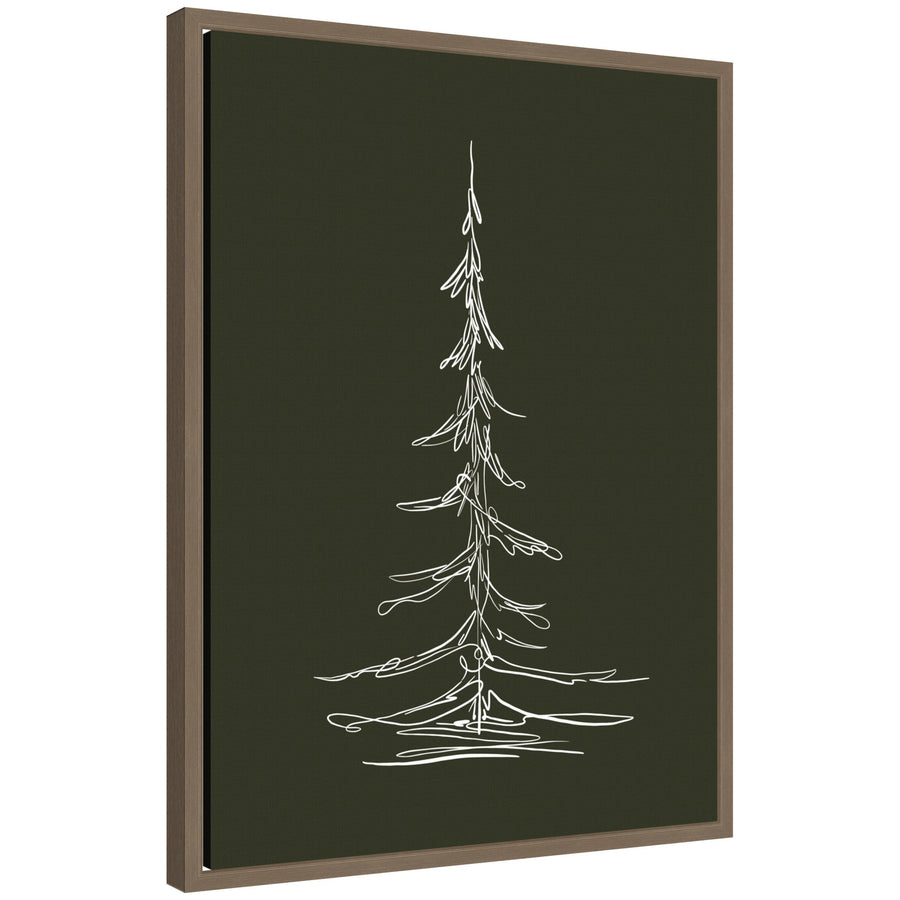 Sylvie Framed Canvas Minimalist Evergreen Trees Sketch 2 Green by The Creative Bunch Studio