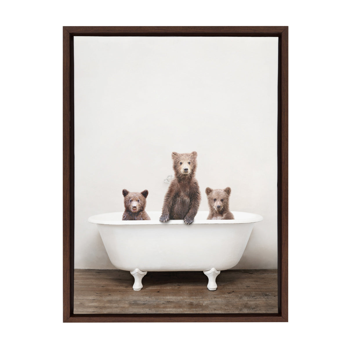 Sylvie Three Little Bears in Vintage Bathtub Framed Canvas by Amy Peterson Art Studio