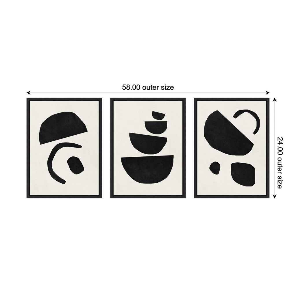 Sylvie Black Geometric Abstracts Framed Canvas Art Set by July Art Prints