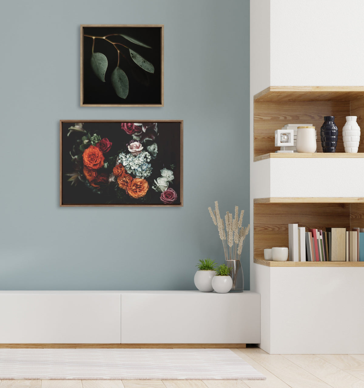 Sylvie Eucalyptus Leaves Framed Canvas by Alicia Abla