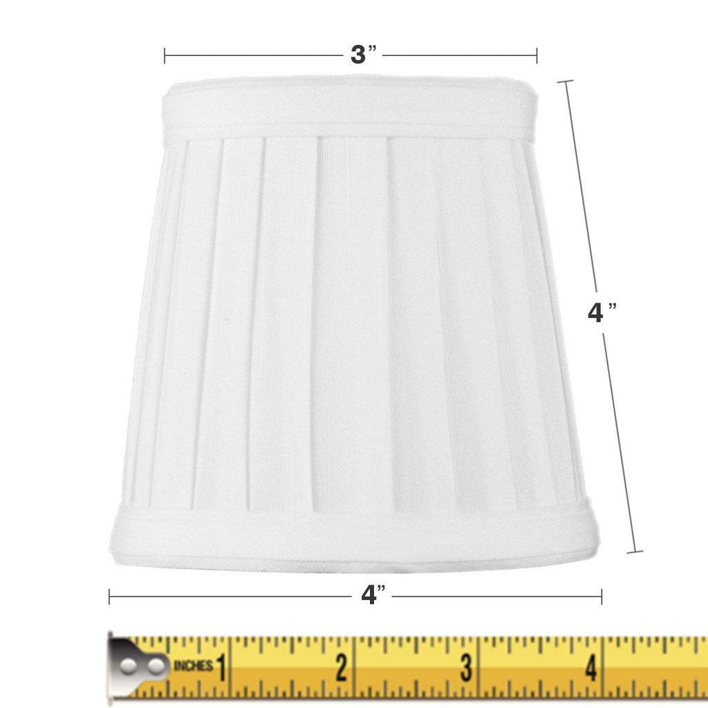 Home Concept Set of 6 Down White Pleated Clip-on Candelabra Lamp Shade - 4"W x 4" Slant Height