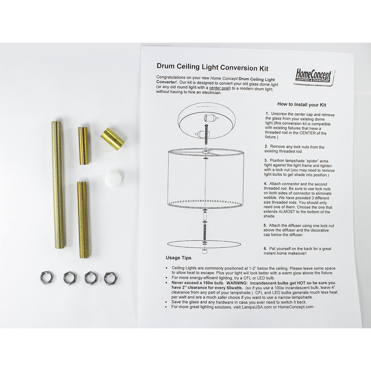 Home Concept Moderne Flush Mount Conversion Kit 14"w Rounded Corner Square Oatmeal Drum Shade