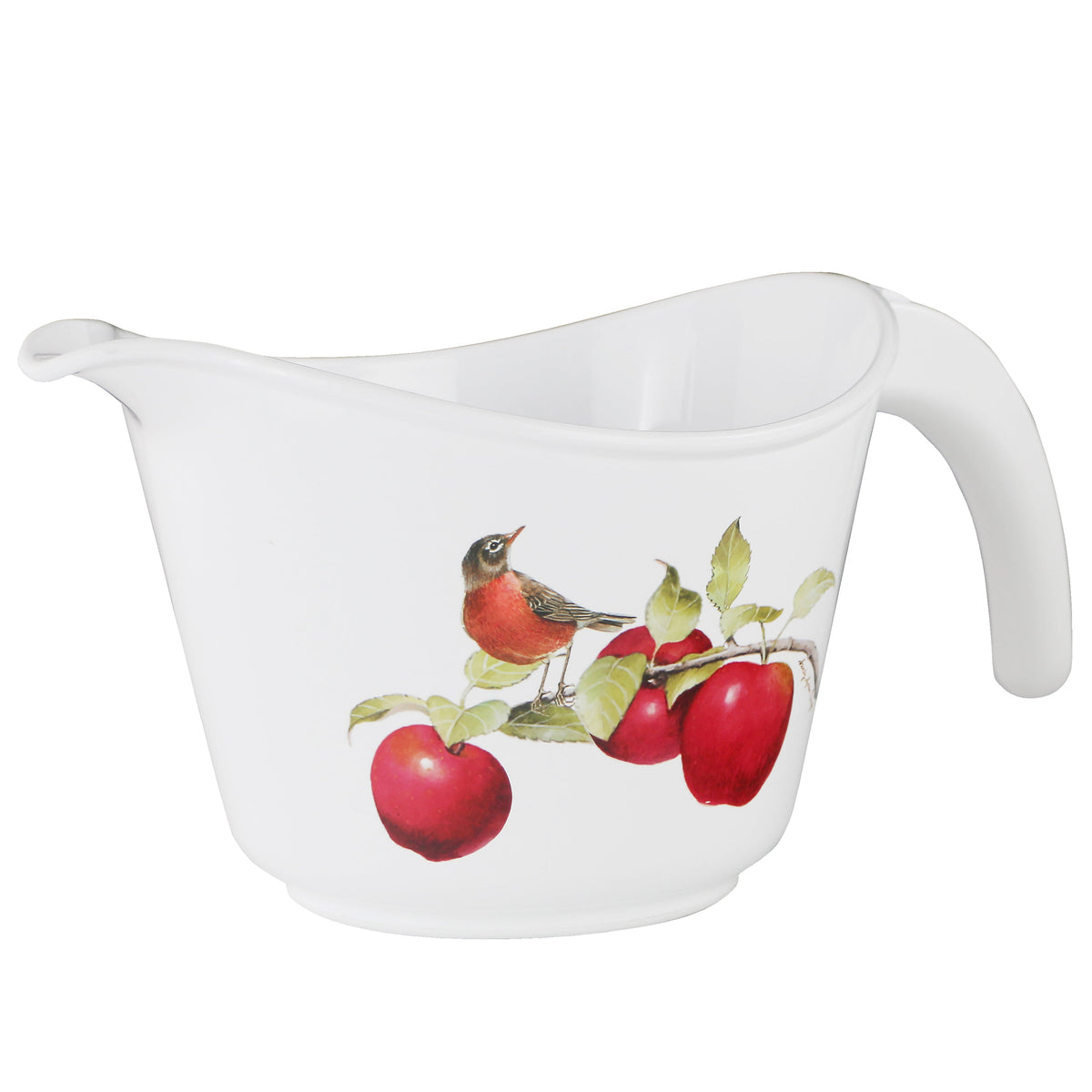 Reston Lloyd Melamine Batter Bowl with Pour Spout and Detachable Handle, Harvest Apples