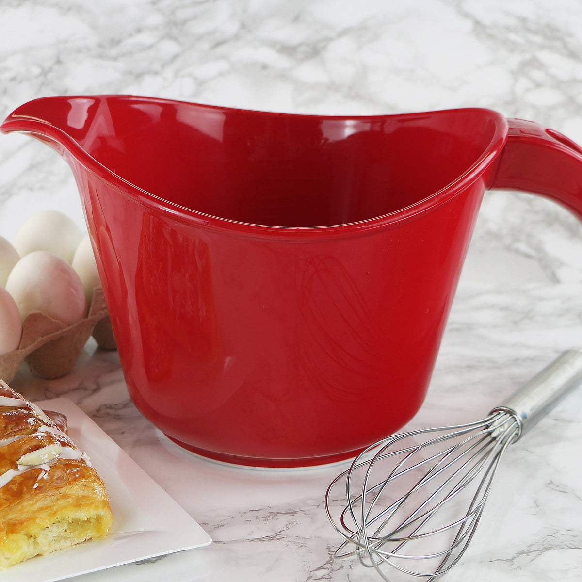Reston Lloyd Melamine Batter Bowl with Pour Spout and Detachable Handle, Red