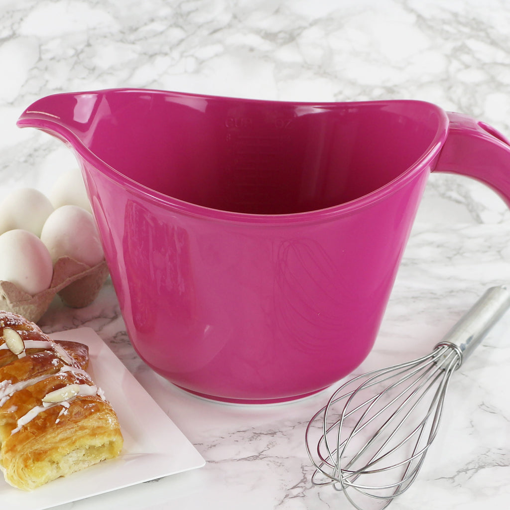 Reston Lloyd Melamine Batter Bowl with Pour Spout and Detachable Handle, Magenta