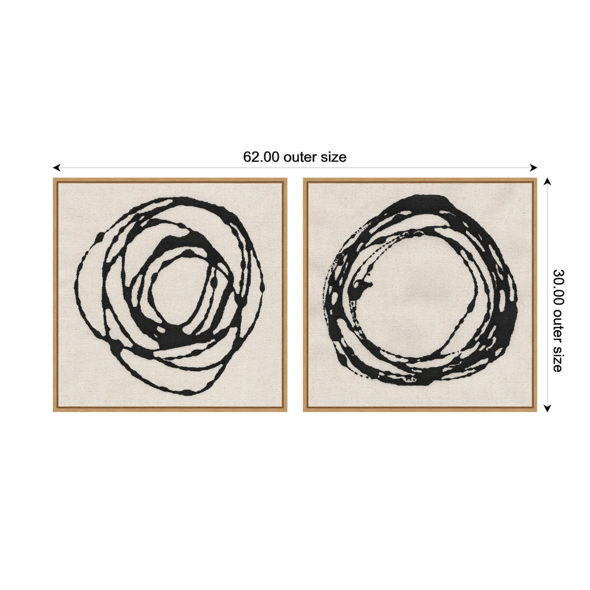 Sylvie Flowing Circle Abstracts - 2 Piece Framed Canvas Art Set by The Creative Bunch Studio