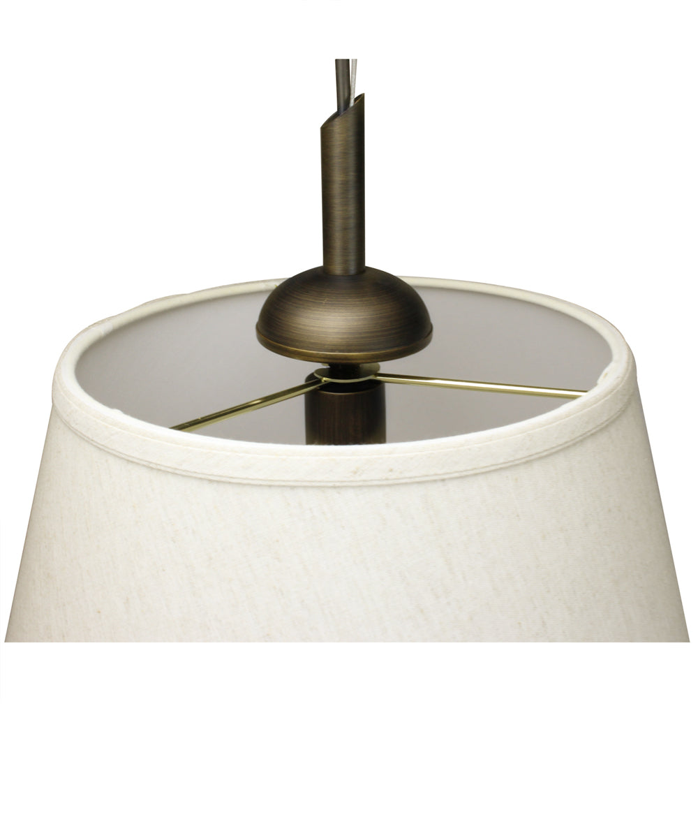 Laura Ashley Hardwired Pendant Light, Gold-Laced Cafe, Textured Oatmeal Slotted Empire Shade with Diffuser, 16"W