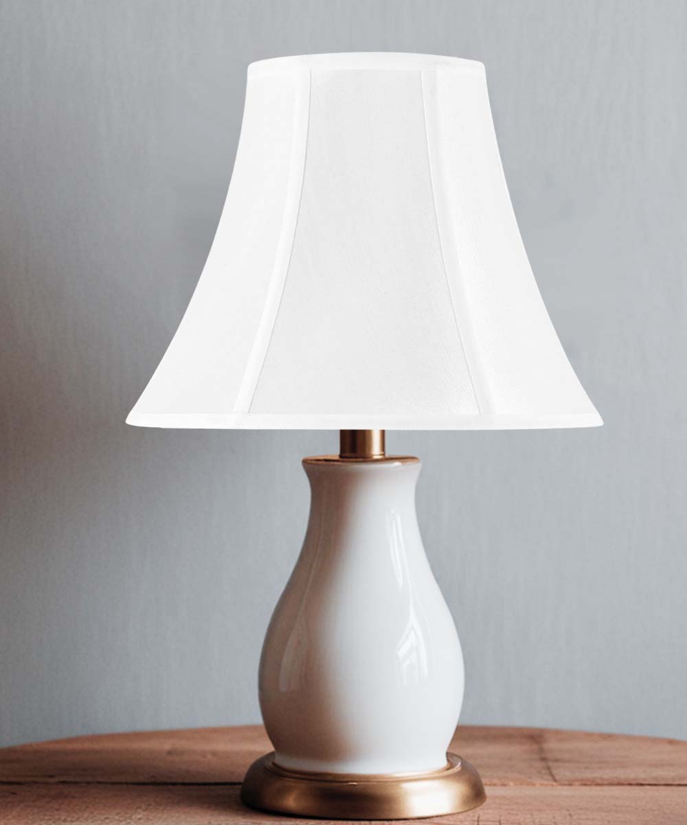 Home Concept Clip-On Fitter White Shantung Bell Lamp Shade - 6" Top x 12" Bottom x 9.5" Slant Height