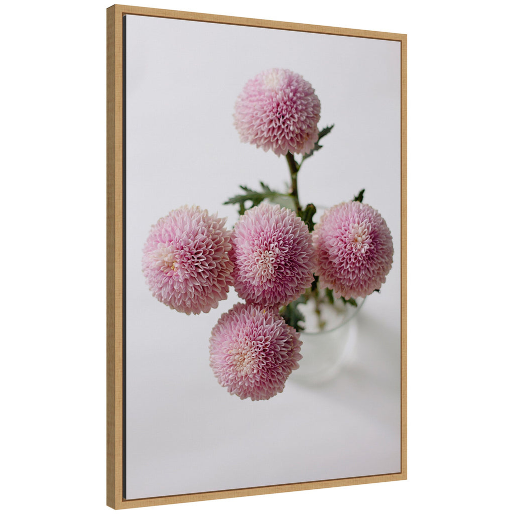 Sylvie Bouquet of Pastel Pink Dahlias Framed Canvas by Kristy Campbell