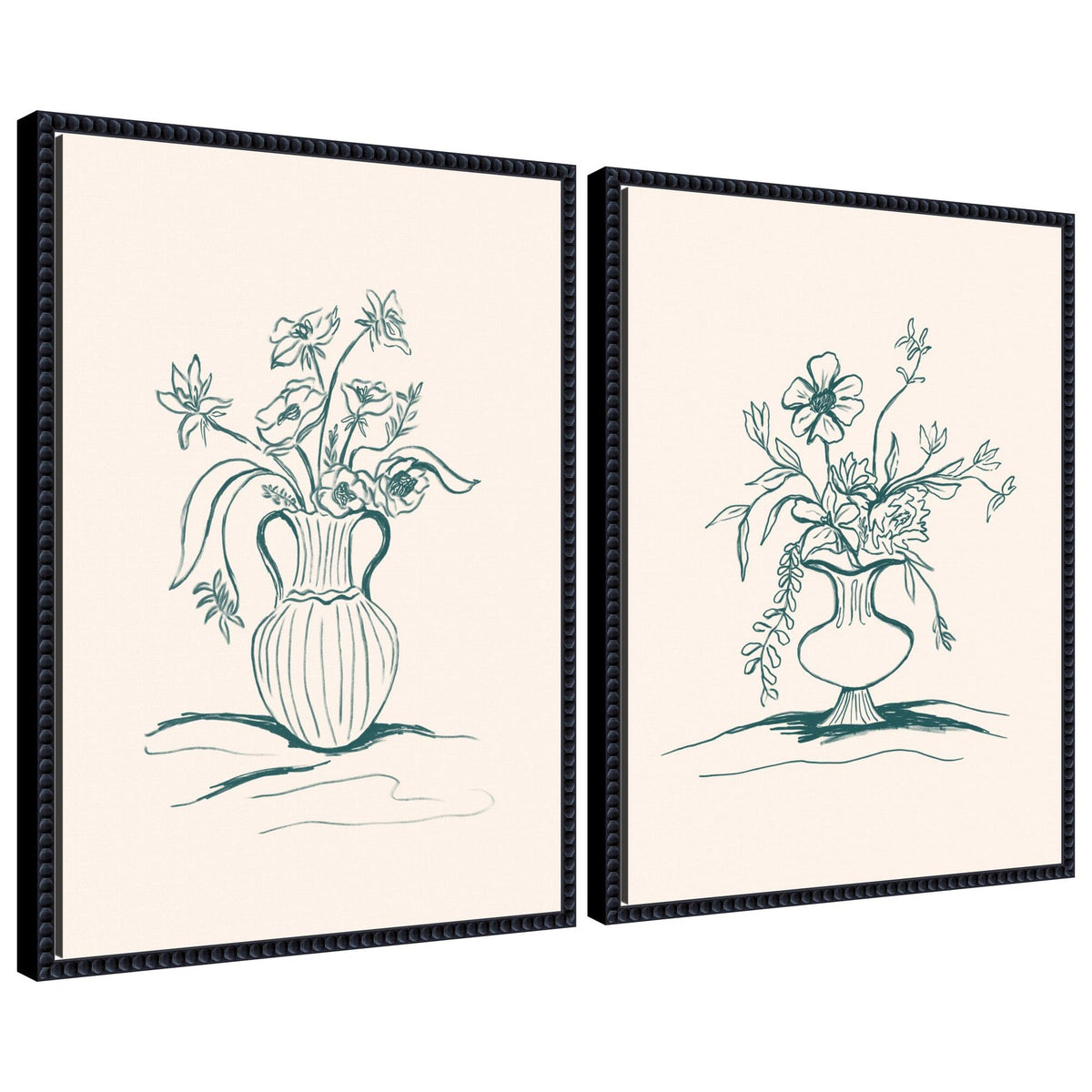 Sylvie Beaded Garden Floral and Summer Stems Framed Canvas Art Set of 2 by Kate Aurelia