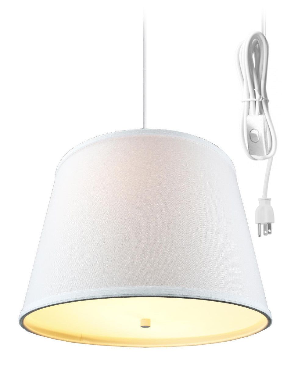 Home Concept 2-Light Plug-In Swag Pendant Light White with Diffuser White Cord - 16"W