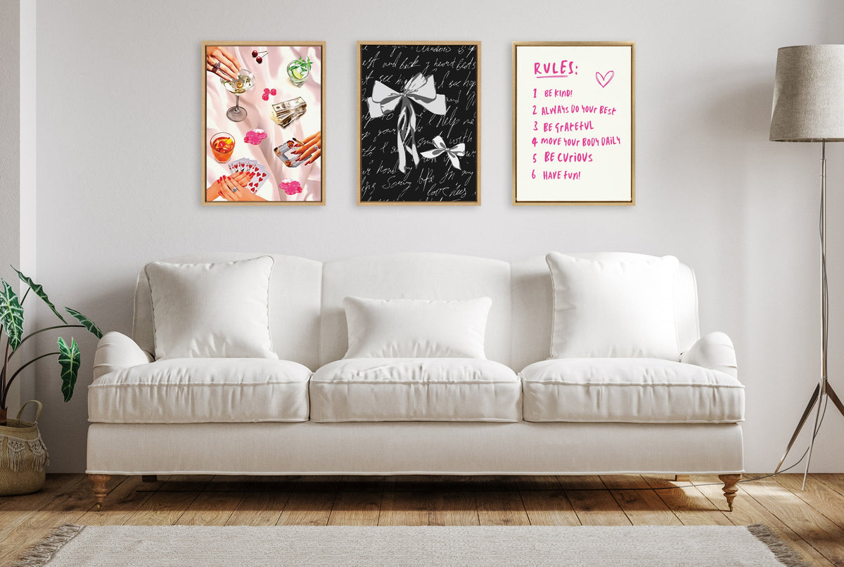 Sylvie Black White Bow Framed Canvas by Honey Island Studio