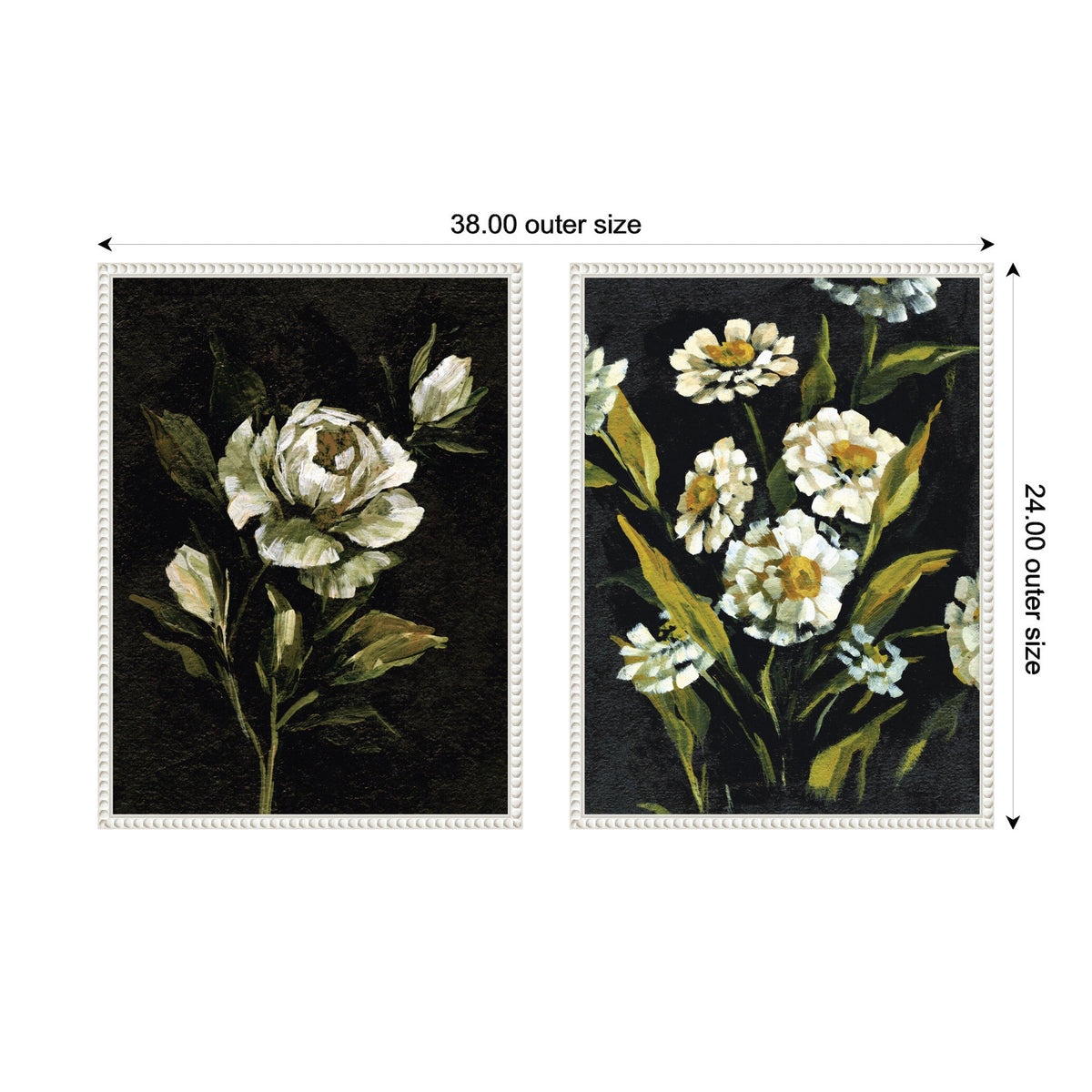 Sylvie Beaded Moody Floral 1 and 2 Framed Canvas Art Set of 2 by Annie Quigley