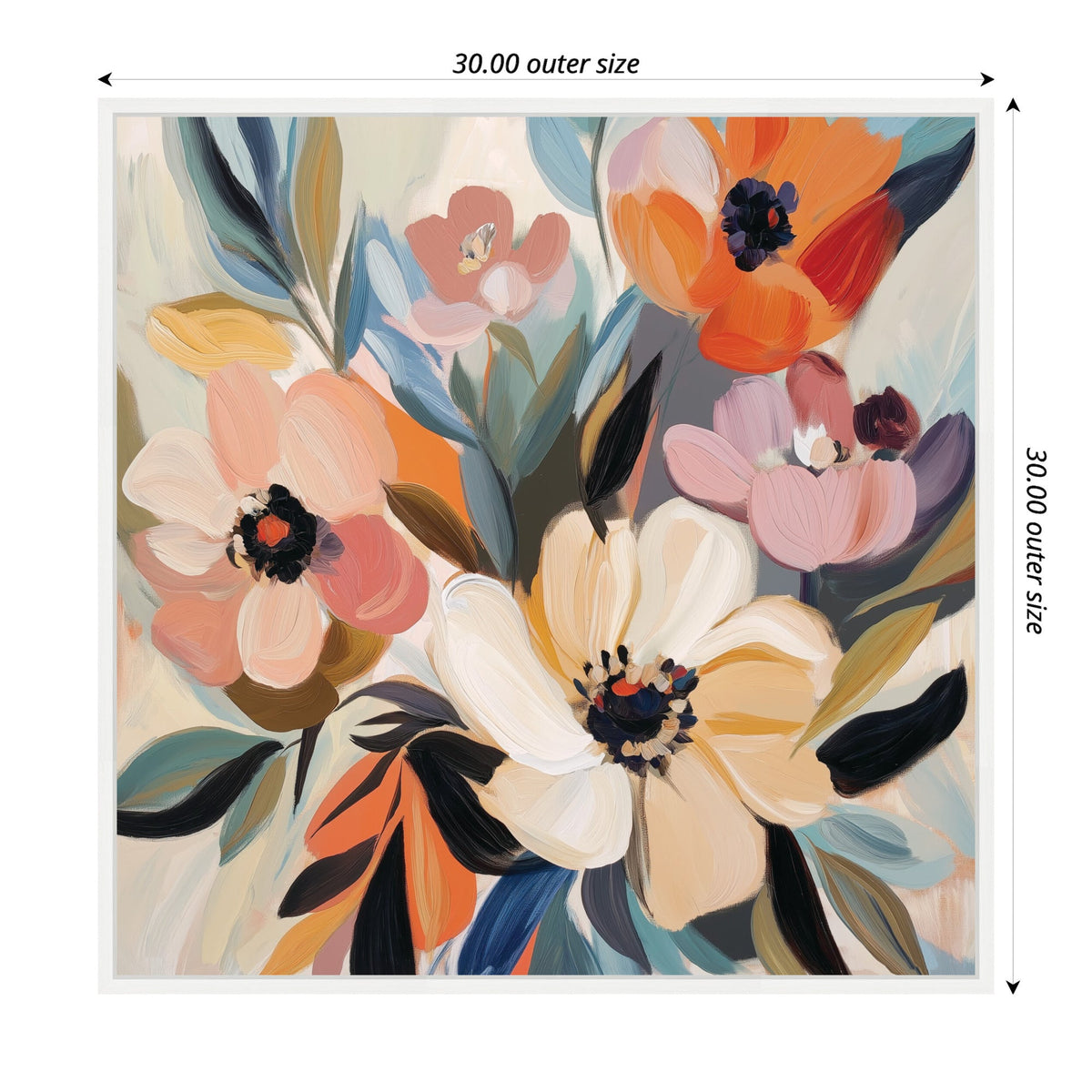 Sylvie Garden Bloom Abstract Bouquet I Framed Canvas by The Creative Bunch Studio