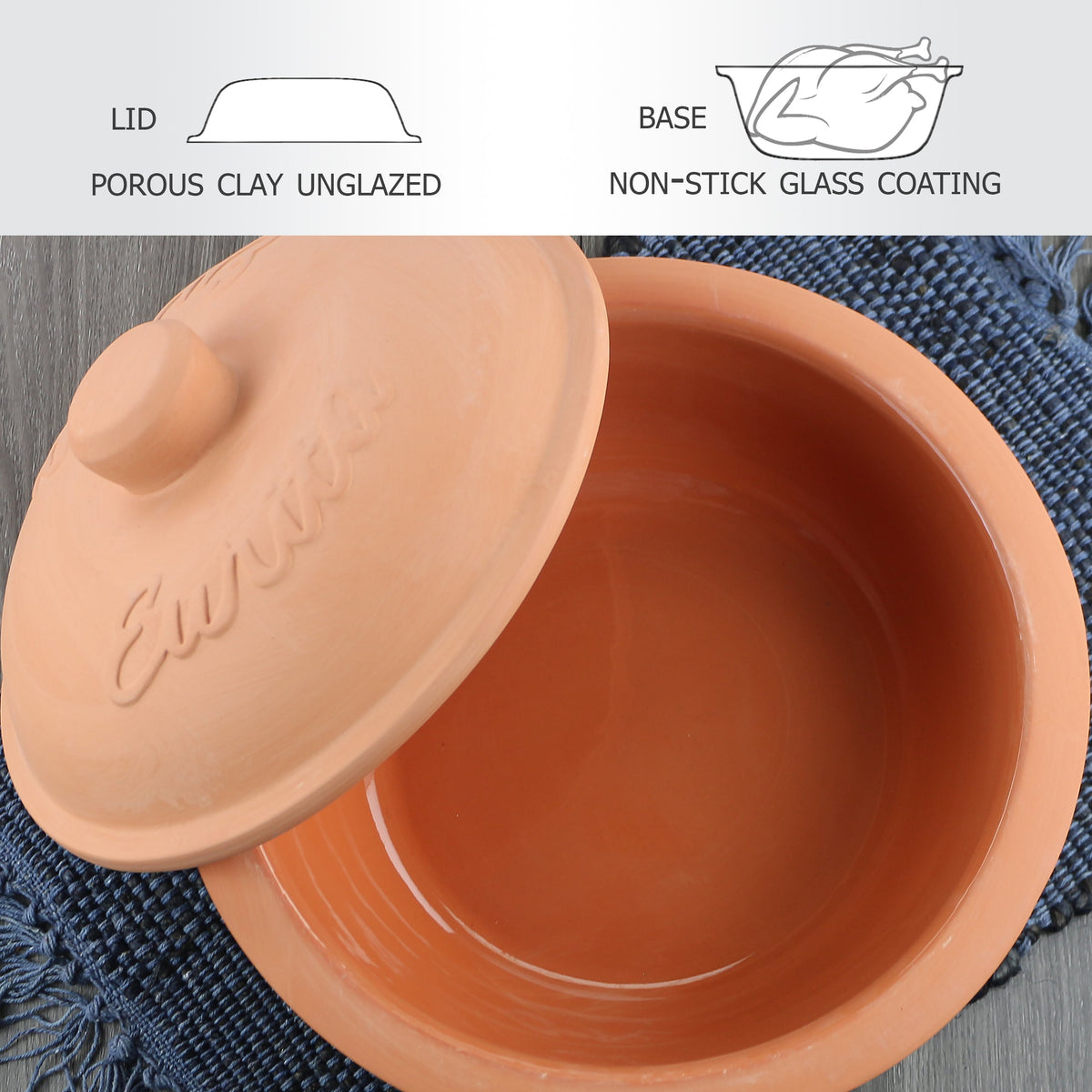 Eurita Clay Roaster Dutch Oven, 4 Quarts